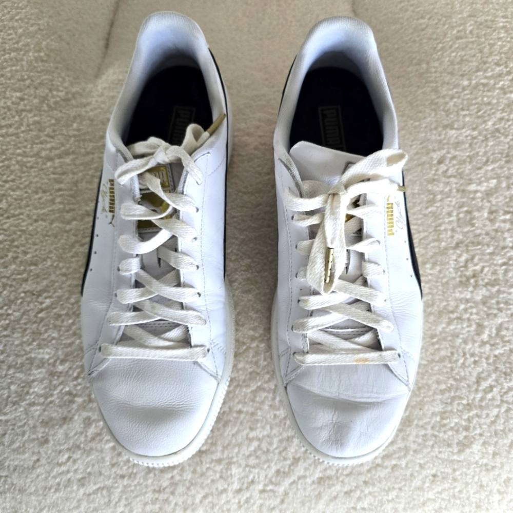 Puma Clyde Core, Gold Foil, Men's Black & White Sneakers SZ 10 - Picture 2 of 12